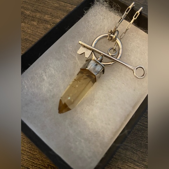 Morgaine Faye “Crystal Keeper” Skeleton Key Toggle Necklace - Citrine - Picture 3 of 4